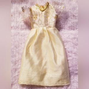 Yellow with Gold Lace Trim Barbie Doll Dress